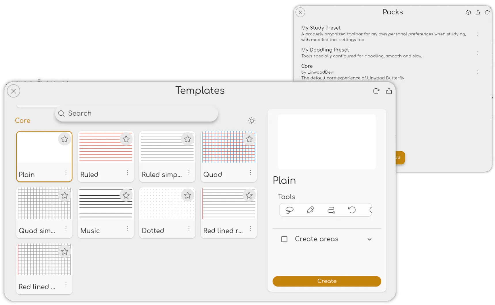 Butterfly templates and packs with reusable canvas styles