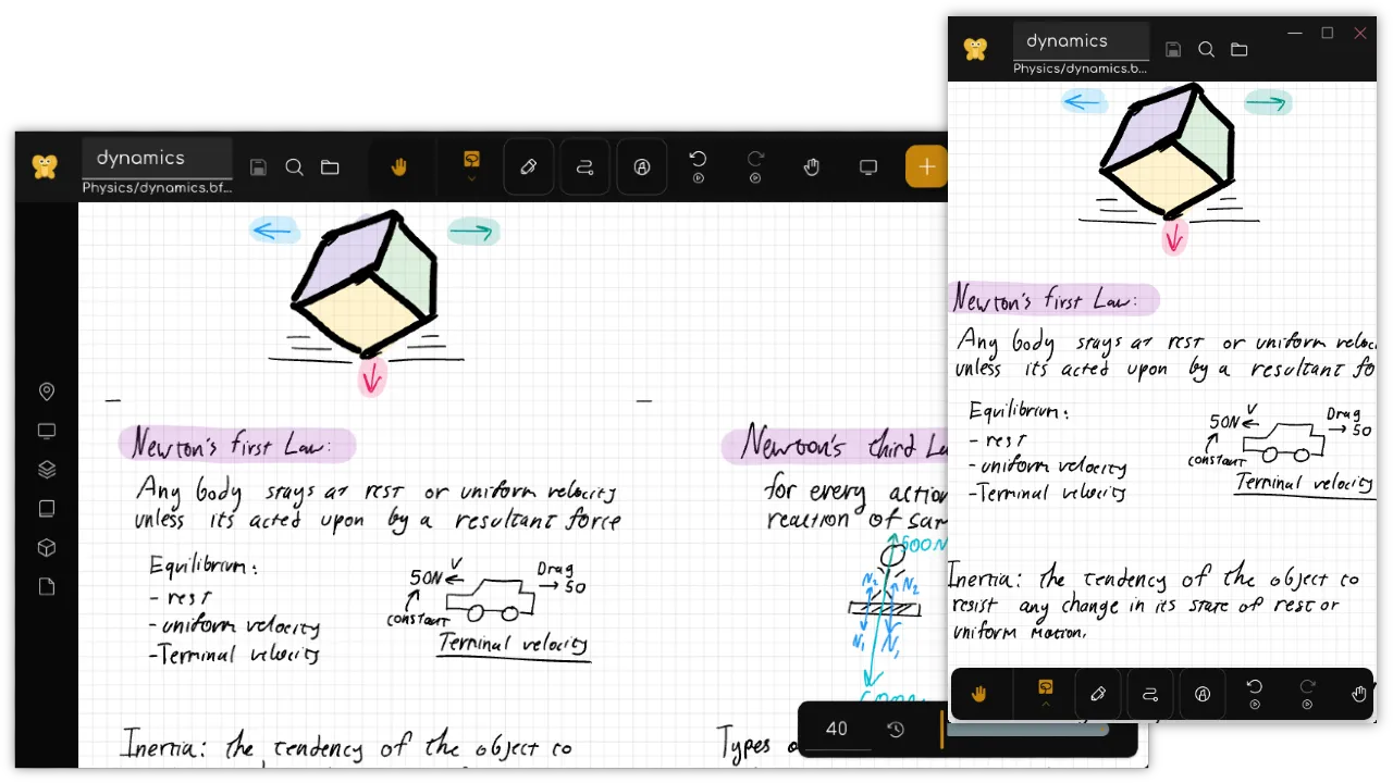 A handwritten Butterfly document on a phone and on a desktop